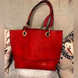 Elegant Red Tote Bag with matching wallet